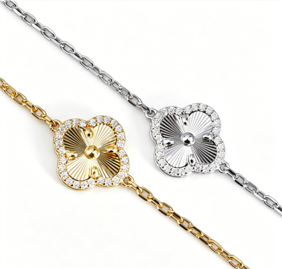 925 Silver Gold Plated Clover Bracelet