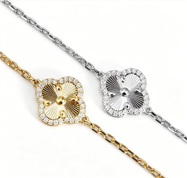 925 Silver Gold Plated Clover Bracelet