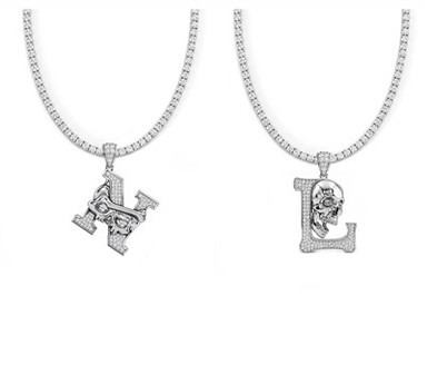 925 Silver Letter N&L Skull Pendant Set