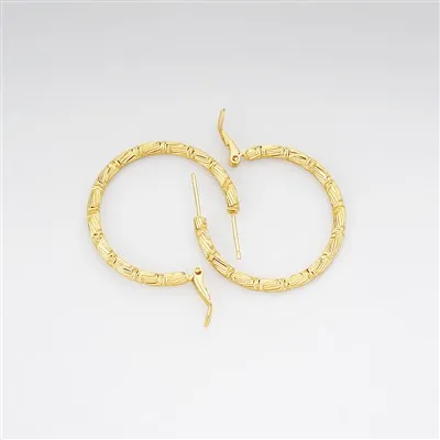 Gold Plated Big 925 Silver Hoop Earrings Lever Closure For Women