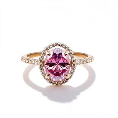 925 Silver Wholesale Pink Purple Alexandrite Halo Engagement Ring