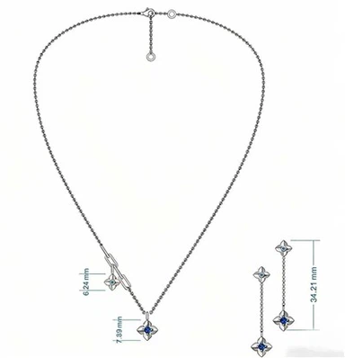 925 Silver Twin Star-shaped Jewelry Set
