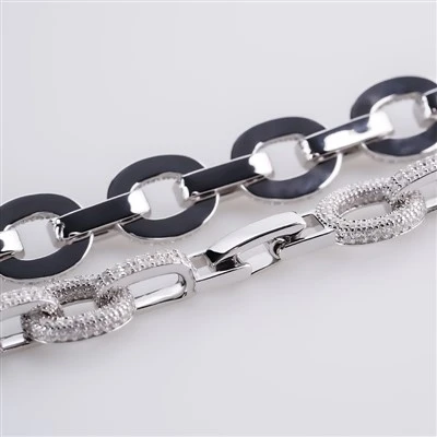 925 Silver Oval Paperclip Link Bracelet Chunky Chain Women Hip Hop Jewelry