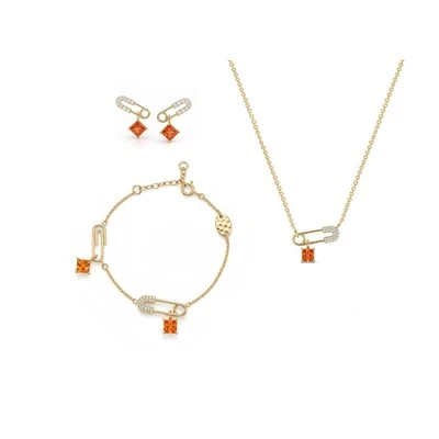 925 Silver Paperclip Jewelry Set Modern Trendy Women Statement Jewelry
