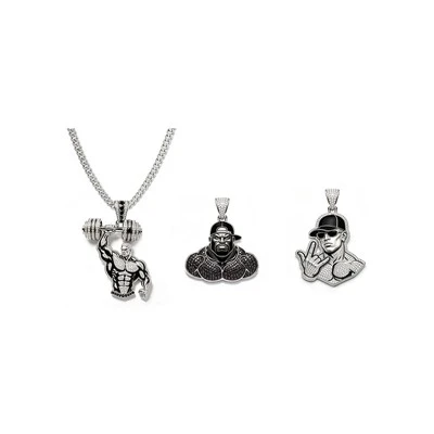 925 Silver Iced Out Fitness Bodybuilder Pendant 3D Pendant Factory Wholesale