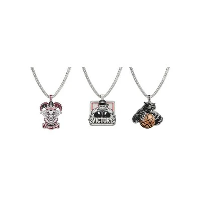 925 Silver Hip Hop Pendant Necklace Clown Crown Panther Basketball Pendant