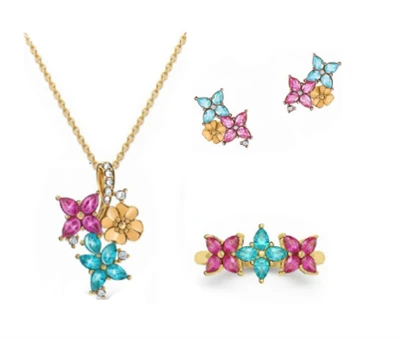 925 Silver Gold Plated Four-leaf Colver Women Jewelry For Party & Gift
