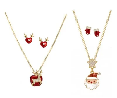 925 Silver Christmas Festive Holiday 4-Piece Jewelry Set Collection