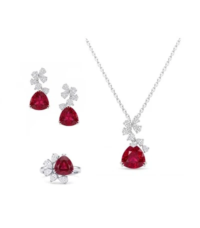 925 Silver Jewelry Set Women Bridal Party Jewelry Ruby Jewelry Collection