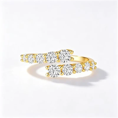 925 Silver Yellow Gold Twisted Open Design Ring Bridal Stacking Ring