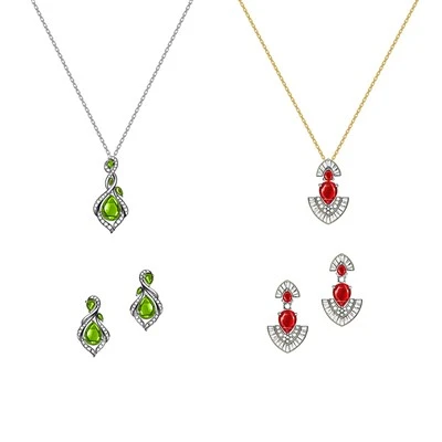 925 Silver Two‑Theme Necklace‑Earring Sets For Brides Formal Occasion
