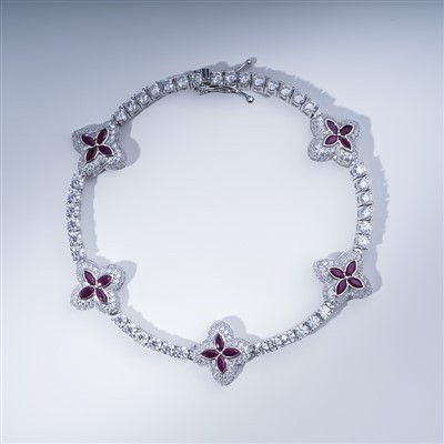 925 Silver Lucky Clover Tennis Link Bracelet