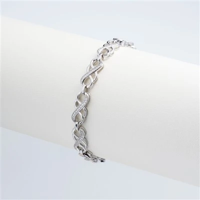 925 Silver Intertwined Double Infinity Elegant Twisted Loop Eternal Love Wrist Symbol Cubic Link Bracelet