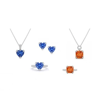 925 Silver Heart Cut Blue Gem Jewelry Set Jewelry For Women Wedding Party