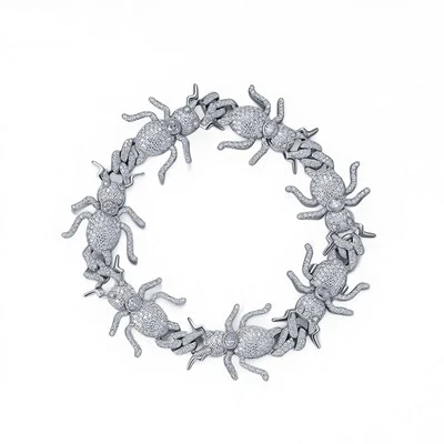 925 Silver Iced Out Hip Hop Spider Link Gothic Punk Bracelet
