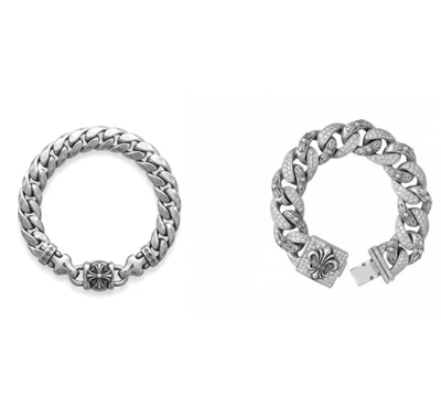 925 Silver Vintage Oxidized Silver Cross Chain Bracelet Heavy Chunky Chrome Inspired Bracelet