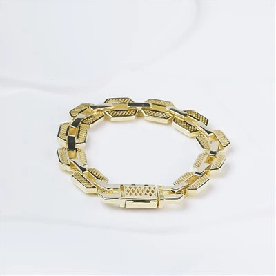 925 Silver Gold Plated Cuban Chain Wrist Jewelry Link Bracelet For Men