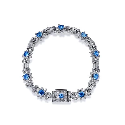 925 Silver Factory Wholesale Blue CZ Bracelet Women Jewelry