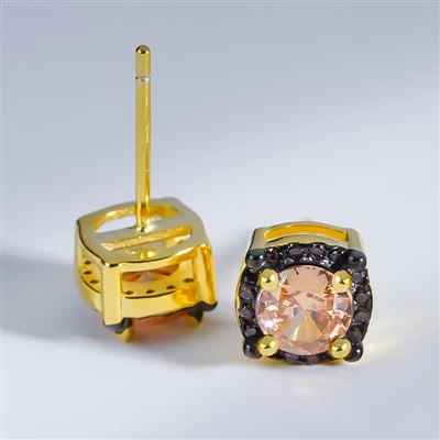925 Silver Gold Plated Round CZ Stud Earrings Vintage Stud Earring