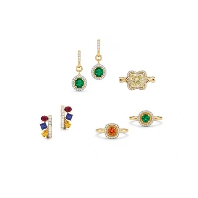 925 Silver Gold Plated Multi-Colored CZ Jewelry Collection Women Luxury Formal Jewelry