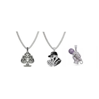925 Silver Hip Hop Pendant Necklace 3D Pendant Bling Moissanite Jewelry For Men