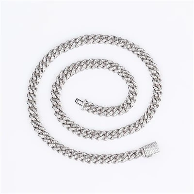925 Silver Bling Diamond Cuban Chain Streetwear Rappers Jewelry